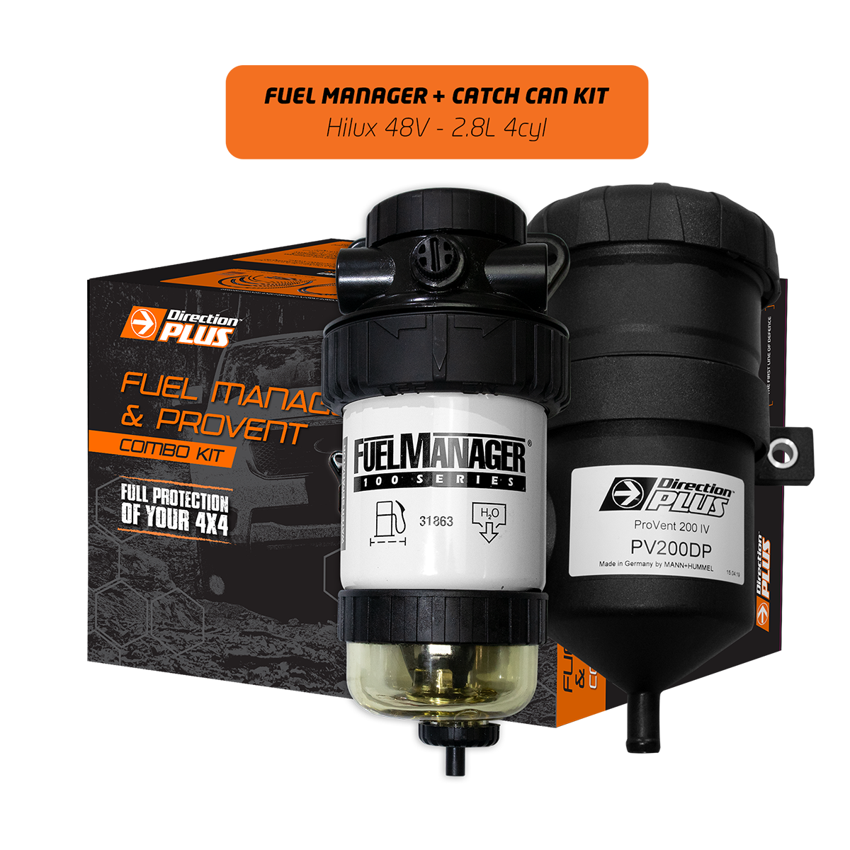 Direction-Plus Fuel Manager Pre-Filter + Catch Can Kit Hilux N80 Hybrid 48V FMPV684DPC