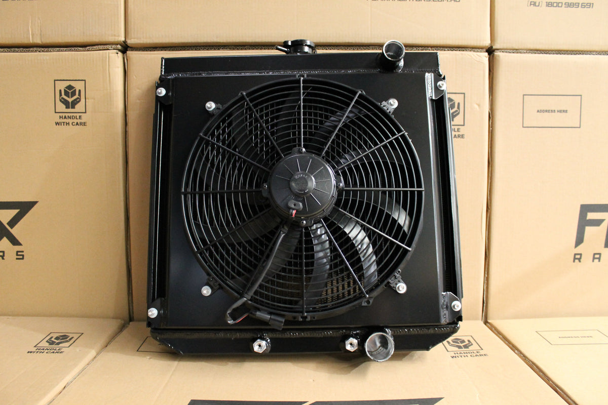 Ford XR-XY Falcon Windsor V8 Full Alloy Radiator, Custom Shroud & 16" Spal 3000CFM Fan