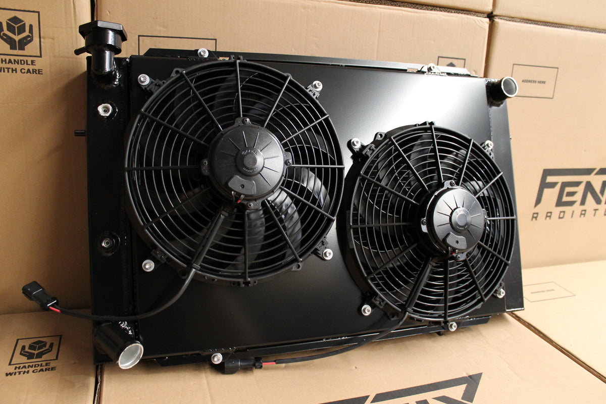 Holden WB Statesman V8 Full Aluminium Radiator, Custom Shroud & Twin 12" Spal Fans