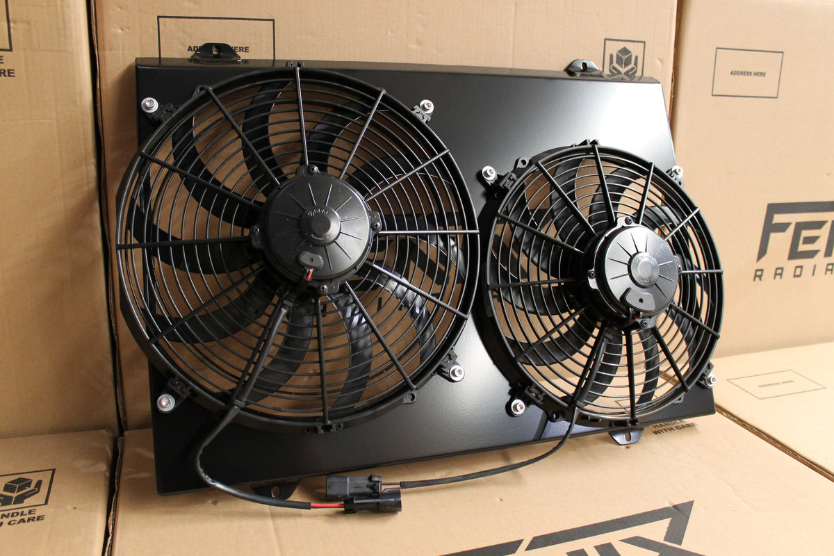 Ford XC-XD-XE Falcon Full Alloy Performance Radiator, Custom Shroud & Spal Fans