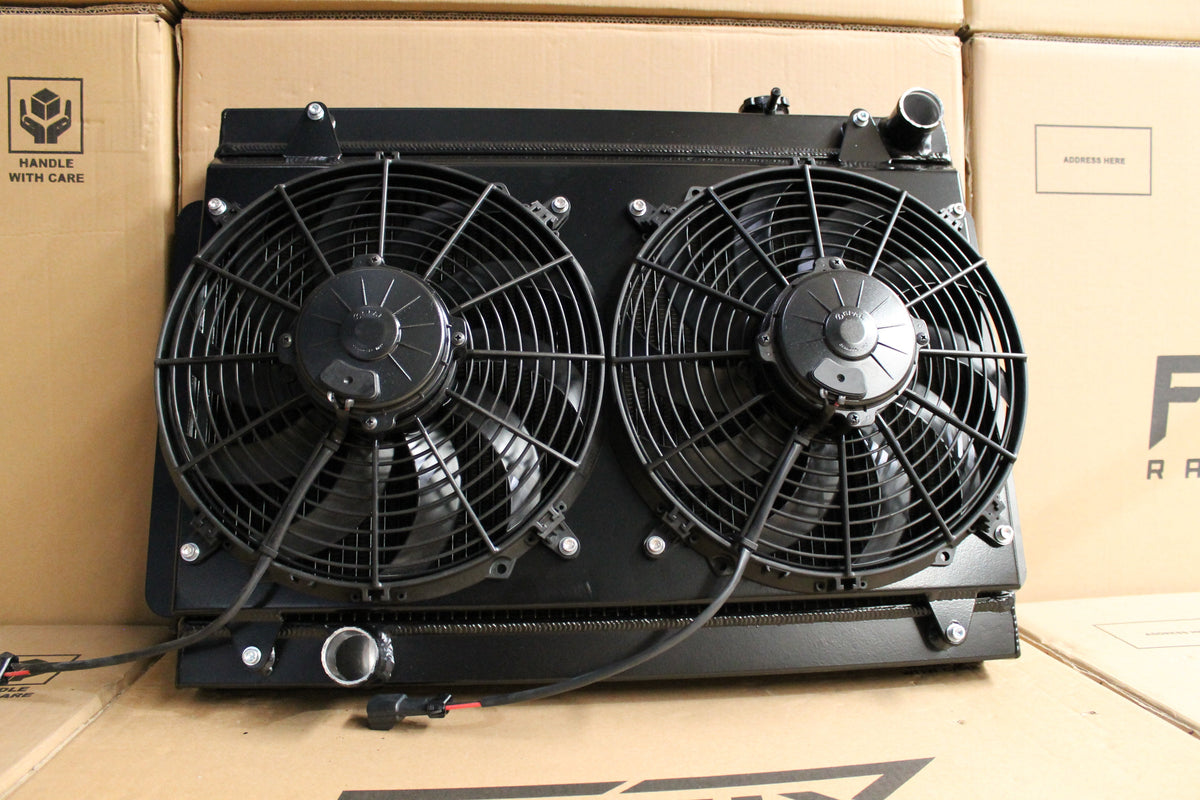 Holden Kingswood HG-HQ-HJ-HX-HZ 253/308 V8 Full Alloy Performance Radiator, Custom Shroud & Spal Fans