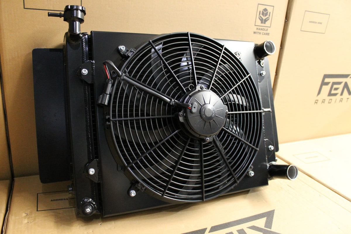 MAZDA RX7 Series 1-2-3 Full Alloy Performance Radiator, Custom Shroud & 16" 3000cfm Spal Fan