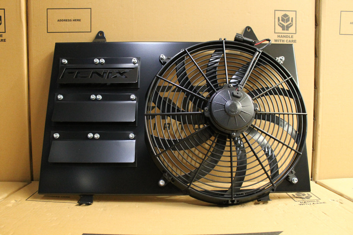 Nissan Skyline R33-R34 Full Alloy Performance Radiator, Custom Built Shroud & 16" 3000cfm Spal Fan