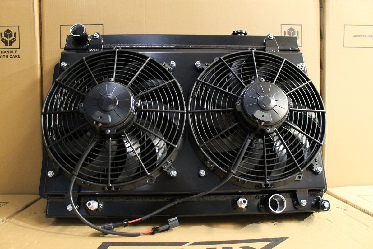 Holden Kingswood HG-HX Chev V8 Full Alloy Performance Radiator, Custom Shroud & Spal Fans