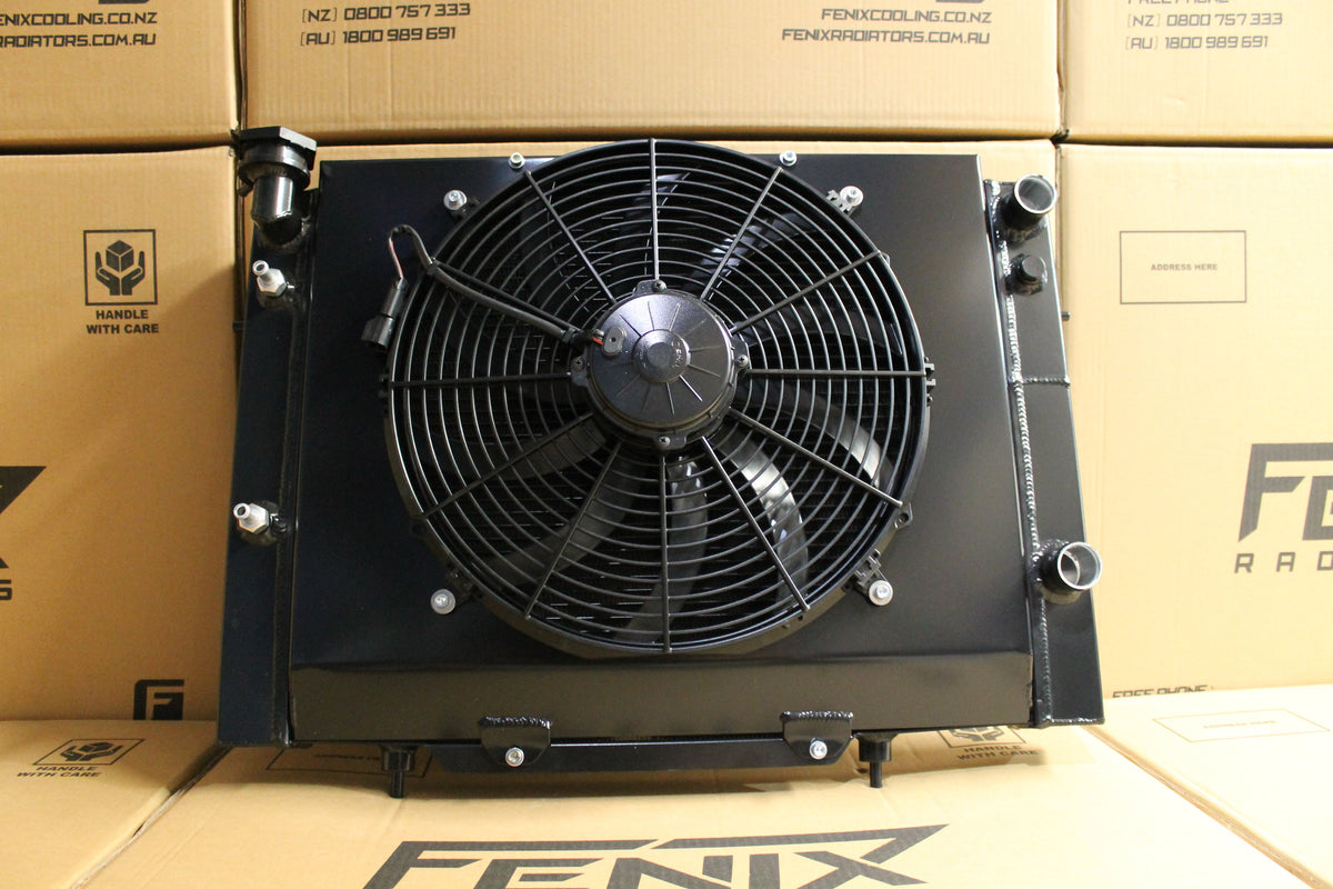 Holden VB-VC-VH-VK LS1 Conversion Full Alloy Performance Radiator, Custom Built Shroud & 16" 3000CFM Spal Fan