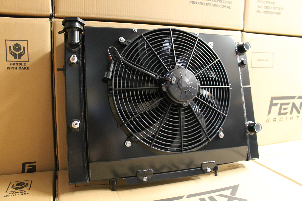 Holden VB-VC-VH-VK LS1 Conversion Full Alloy Performance Radiator, Custom Built Shroud & 16" 3000CFM Spal Fan