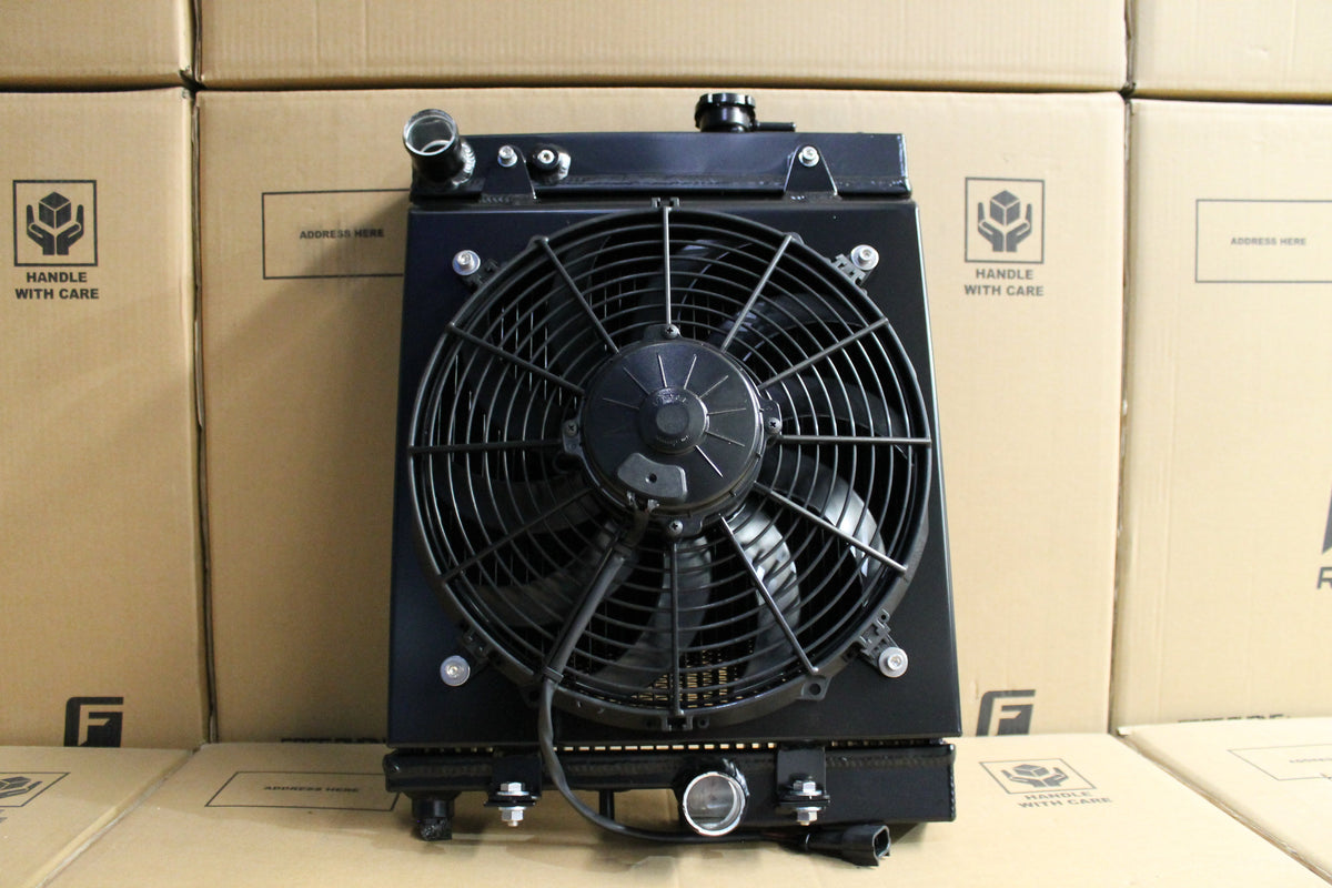 Mitsubishi Evolution 7-8-9 Full Alloy Half Size Performance Radiator, Custom Shroud & 12" Spal Fan