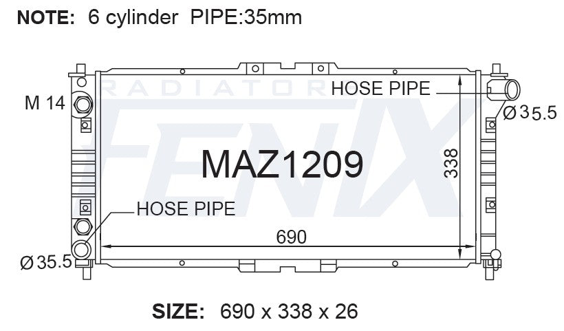 Mazda MX6 2.5L 6 Cylinder Radiator (NOV/1991 - SEP/1997)