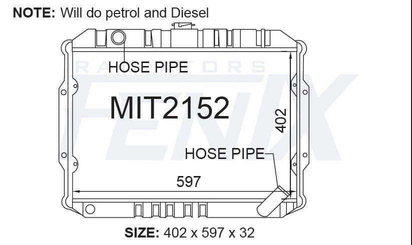 Mitsubishi Triton ME-MF-MG-MH-MJ 4cyl Radiator (OCT/1986 - OCT/1996)