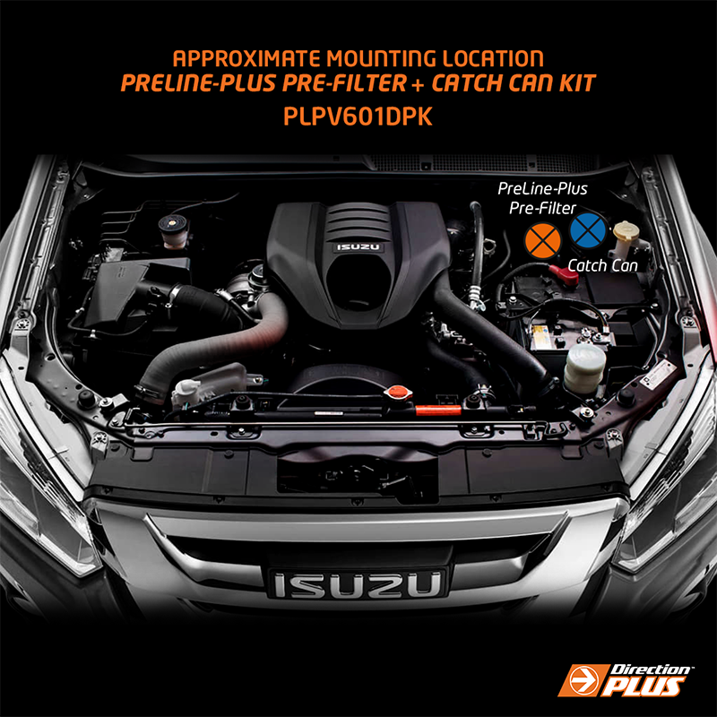 Direction-Plus PreLine-Plus Pre-Filter + ProVent Ultimate Catch Can Dual Kit D-Max / MU-X PLPV601DPK