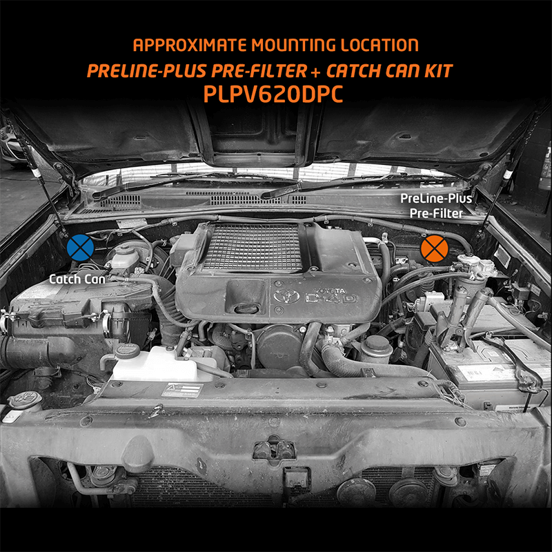 Direction-Plus PreLine-Plus Pre-Filter + ProVent Catch Can Kit Toyota Prado 150 Series PLPV620DPC