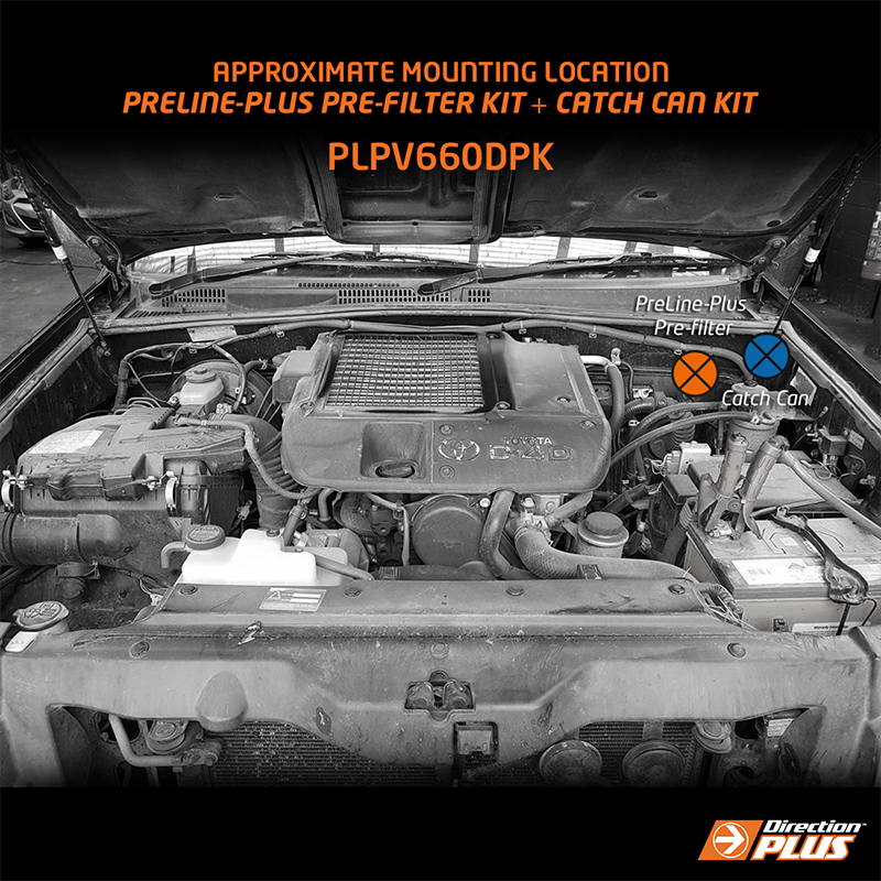 Direction-Plus PreLine-Plus Pre-Filter + ProVent Catch Can Kit Prado 120 Series PLPV660DPK