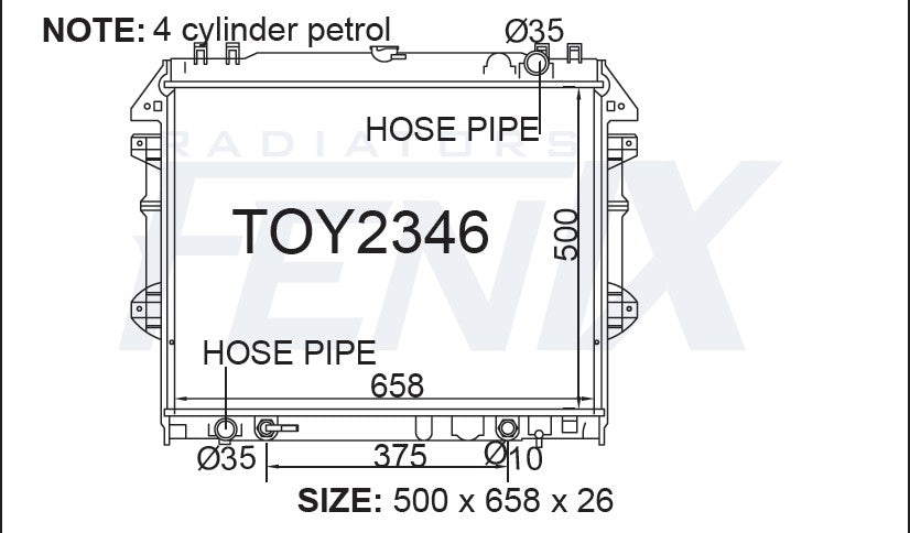 Toyota TGN16 Hilux 4cyl Radiator (MAR/2005 - SEP/2015)