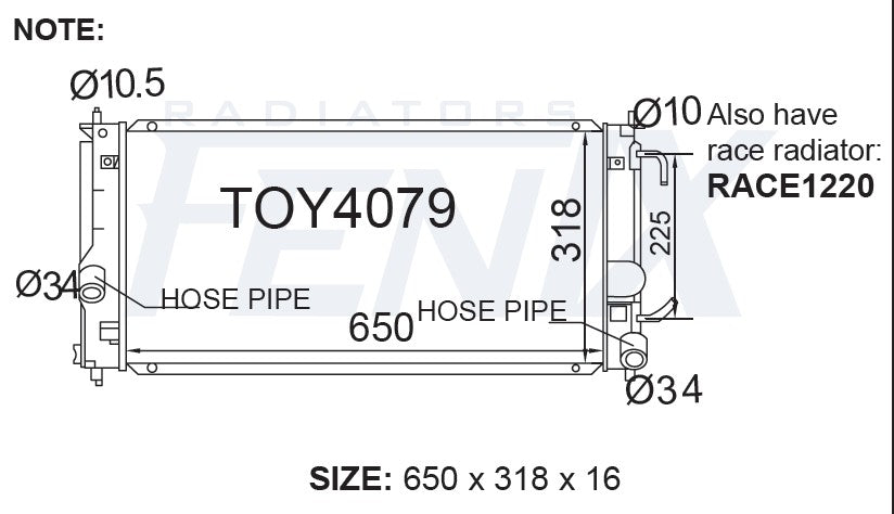 Toyota Celica ZZT231 Radiator