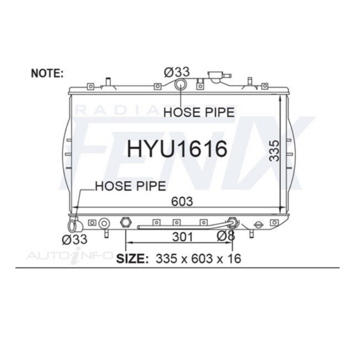 Hyundai Excel 1.5l Fenix Radiator HYU1616-PA16A