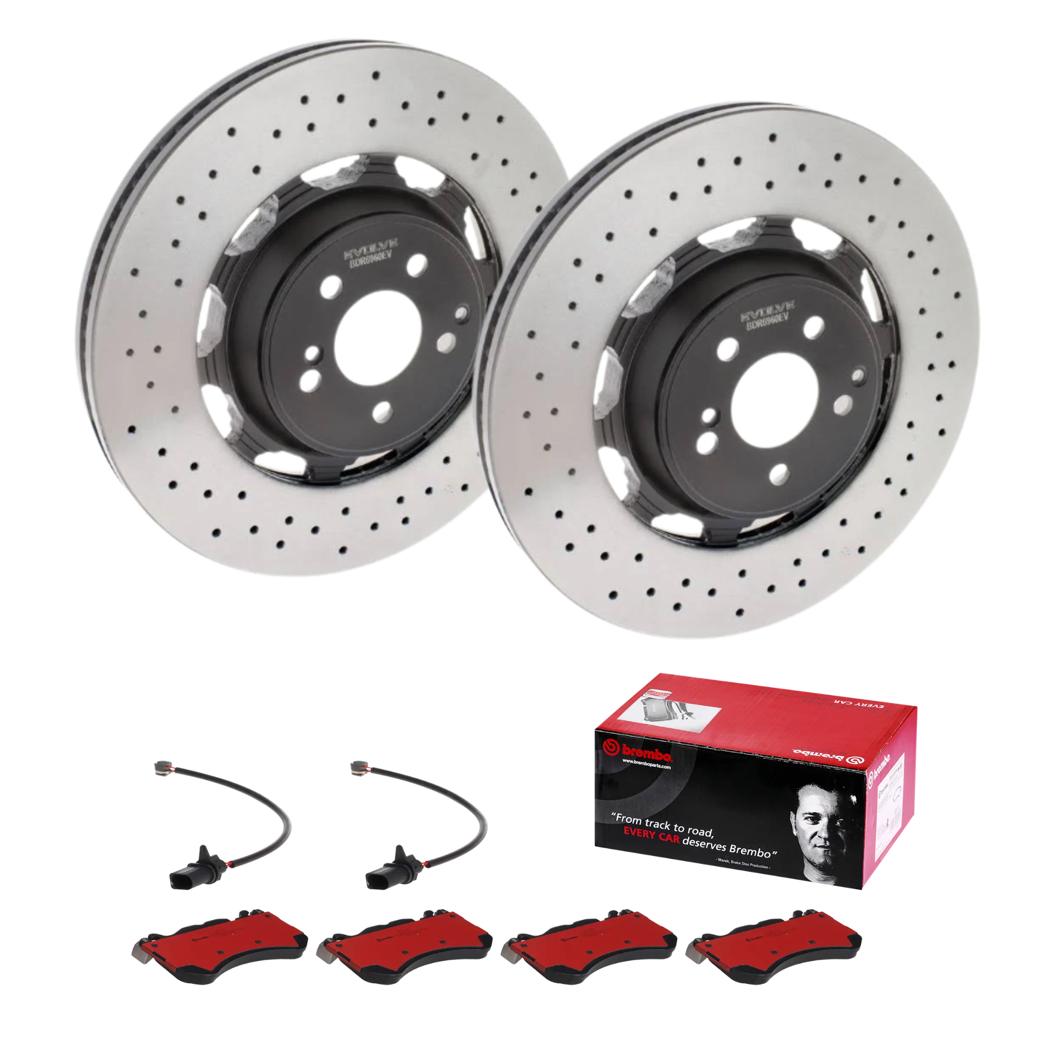 Mercedes-AMG GLC63s front brake kit - Brembo ceramic pads P50127N and Evolve F2S 390mm drilled rotors