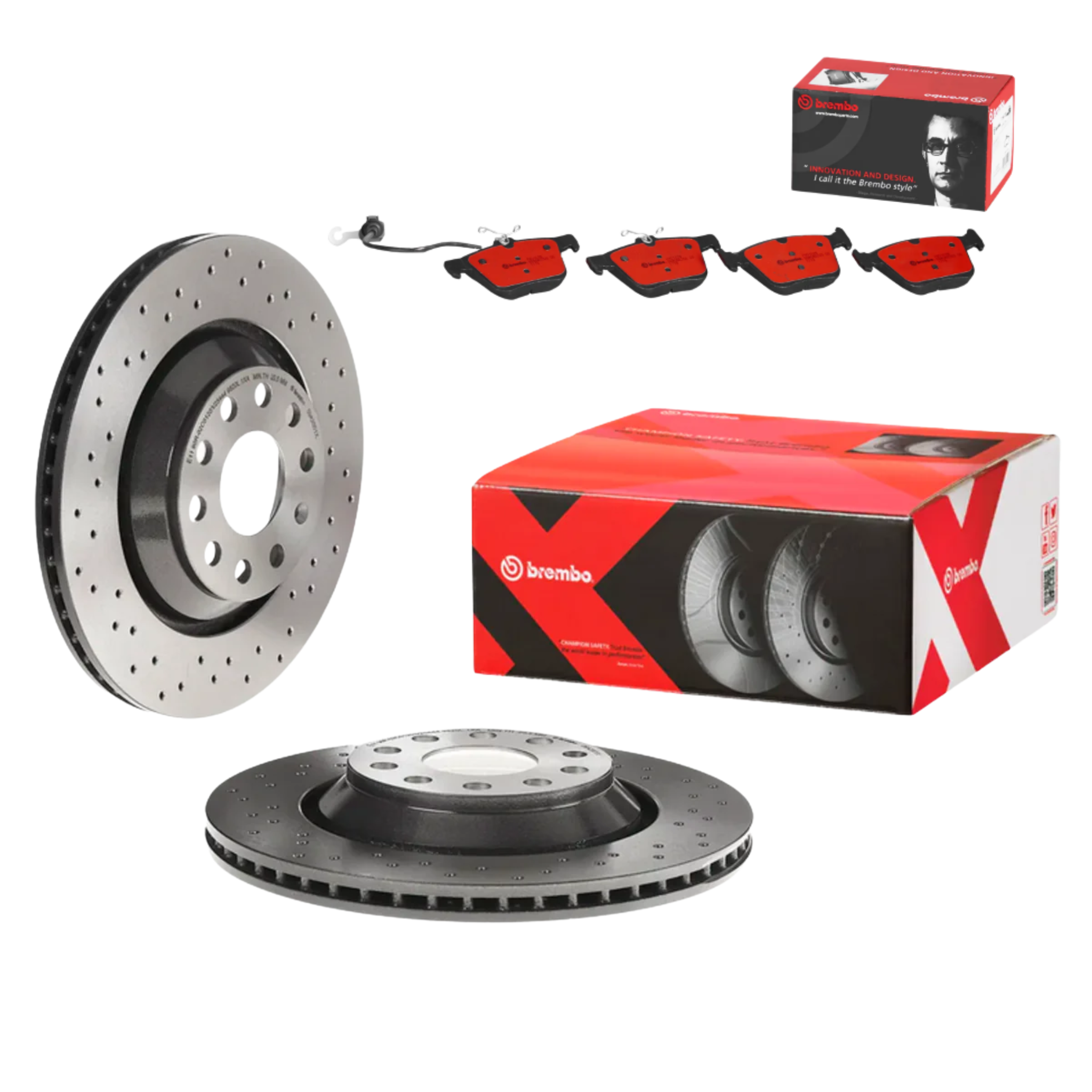 Audi RS3 8Y rear brake kit - 310mm drilled rotors and pad set P85162N with built-in sensor