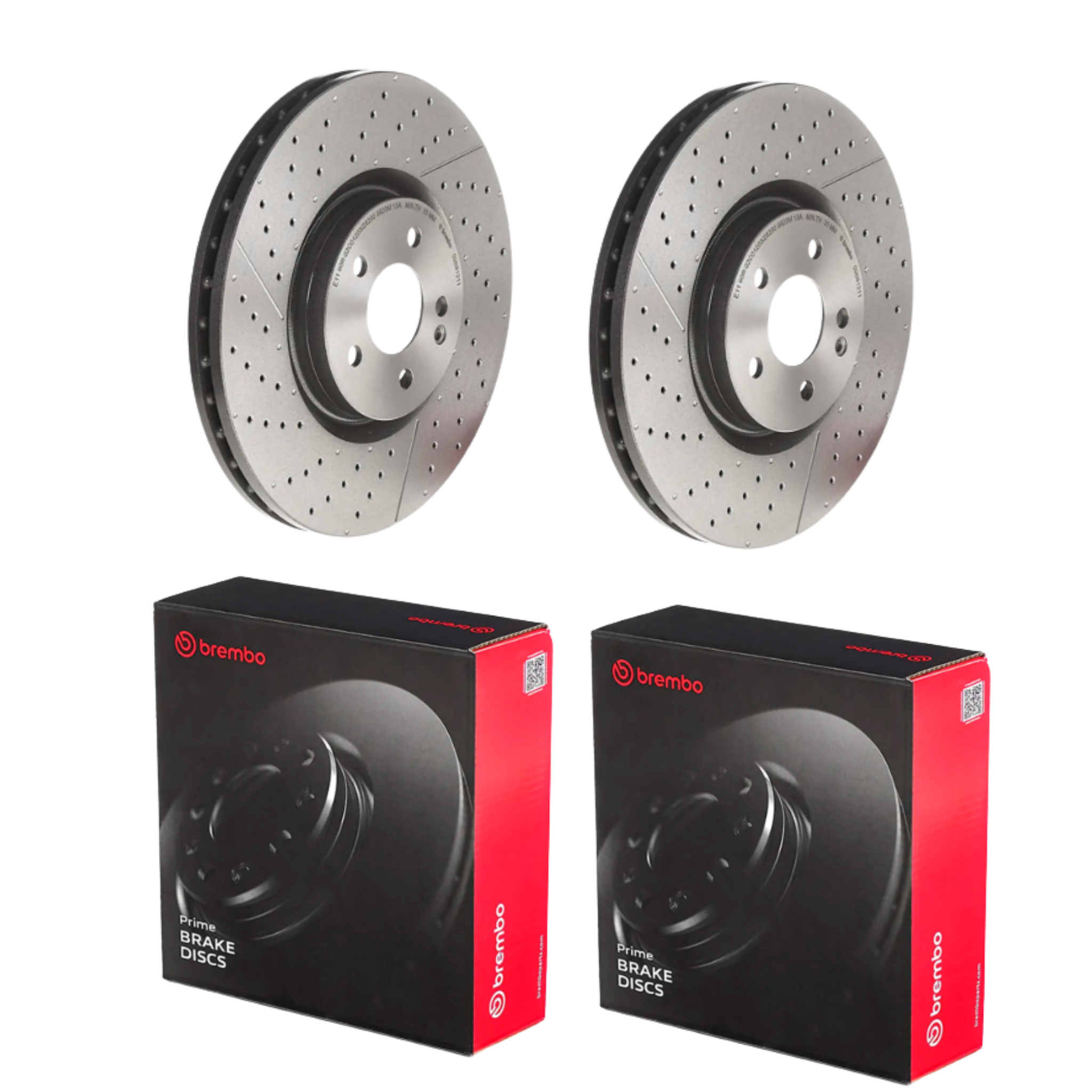 Brembo 09.B913.11 front X-drilled rotors 350mm for Mercedes-AMG A45 CLA45 GLA45