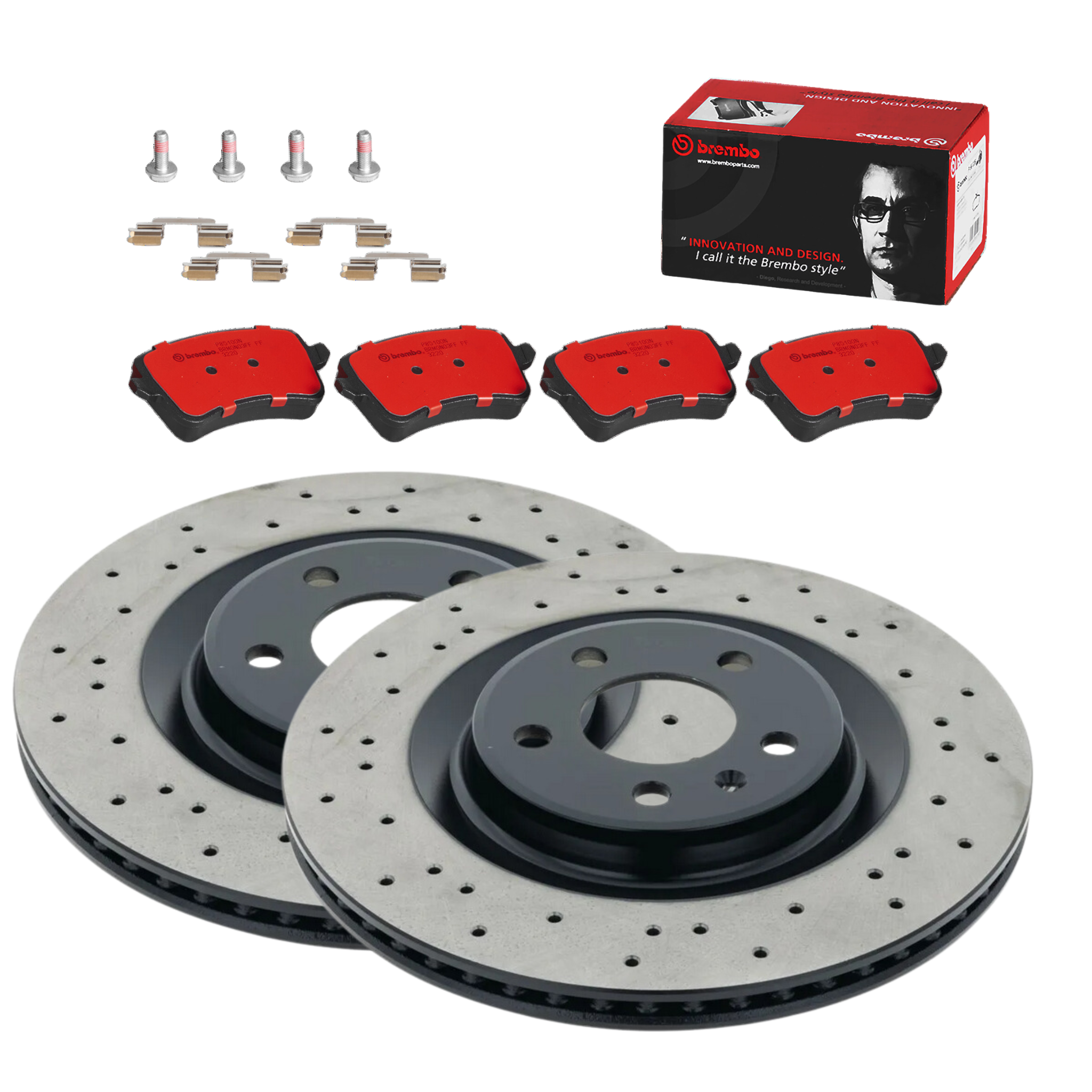 Audi SQ5 8R rear drilled brake kit - Bremtec drilled rotors and Brembo pads