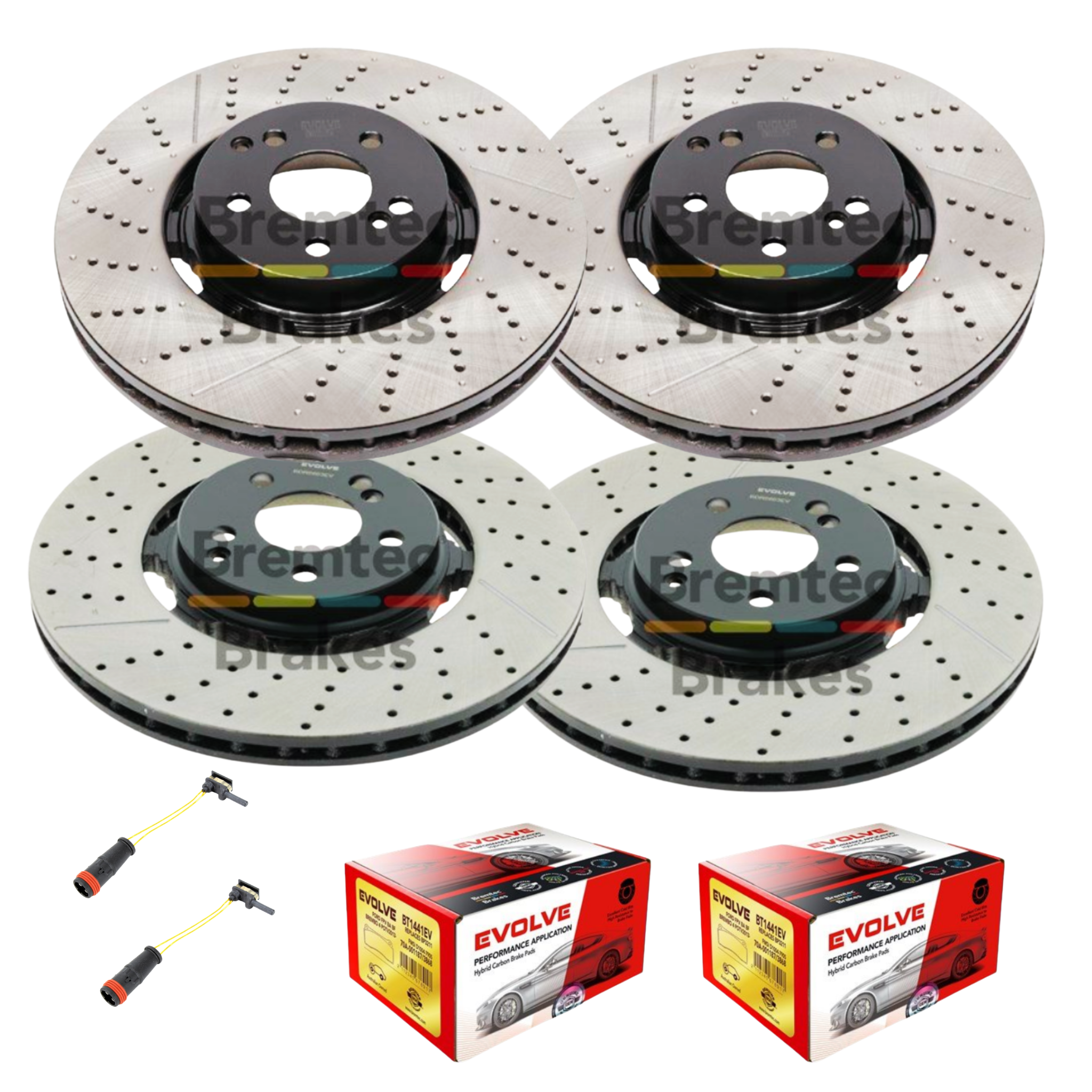 Mercedes-Benz E63 AMG W213 (17+) Front+Rear Drilled Brake Package Complete *SILVER CALIPERS*