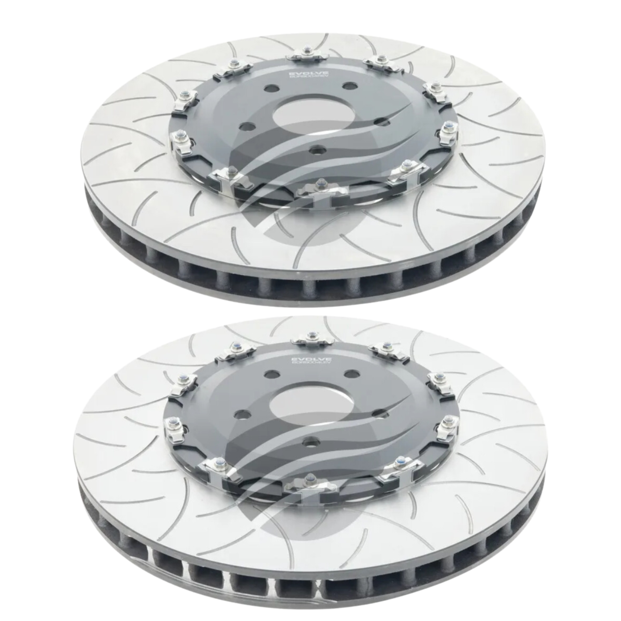 Nissan GTR R35 Pair Front Slotted Disc Brake Rotors 2 Piece Bremtec Evolve