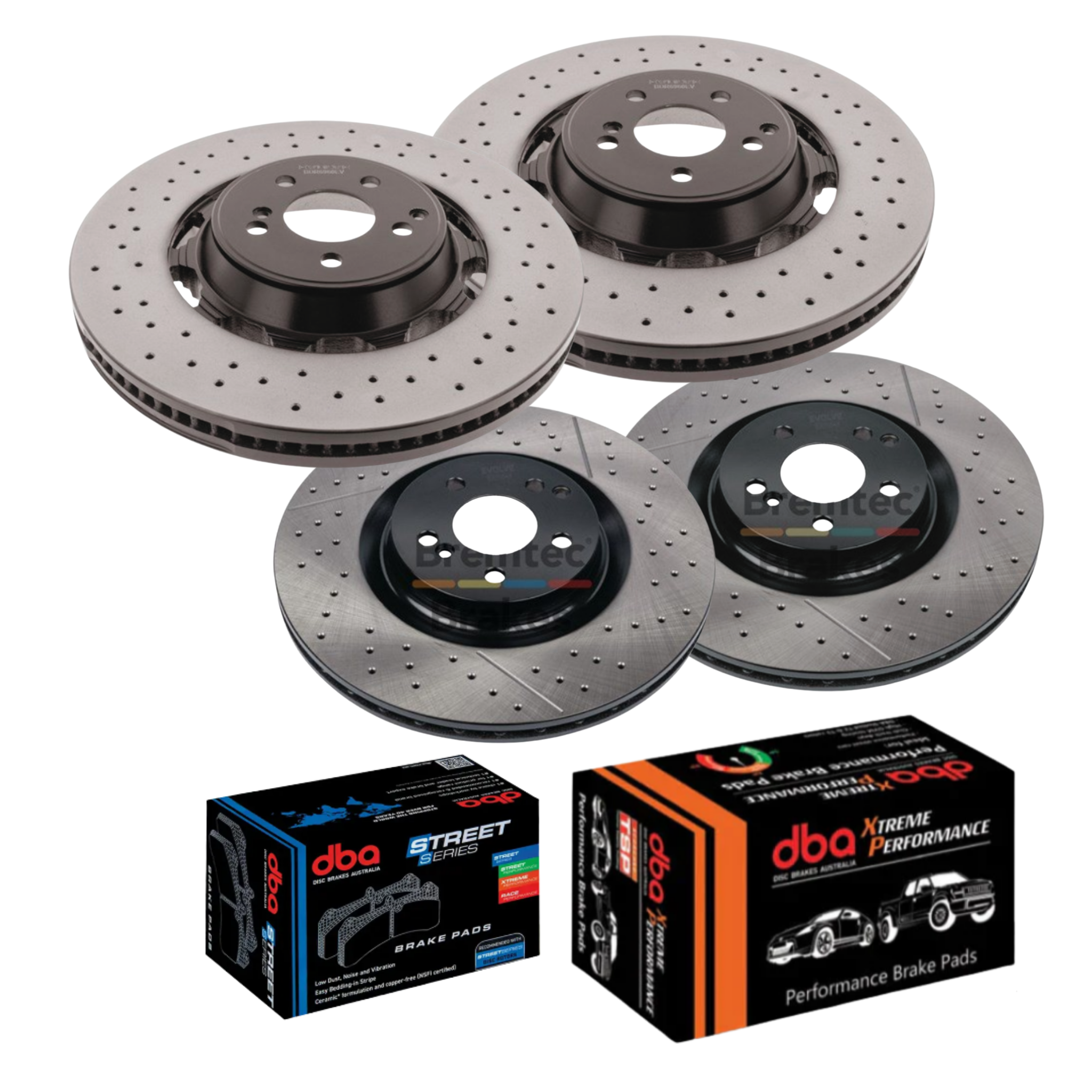 Mercedes-Benz GLC63s AMG (17-23) Front + Rear Brake Package — DBA Xtreme Brake Pads & Bremtec Drilled Rotors