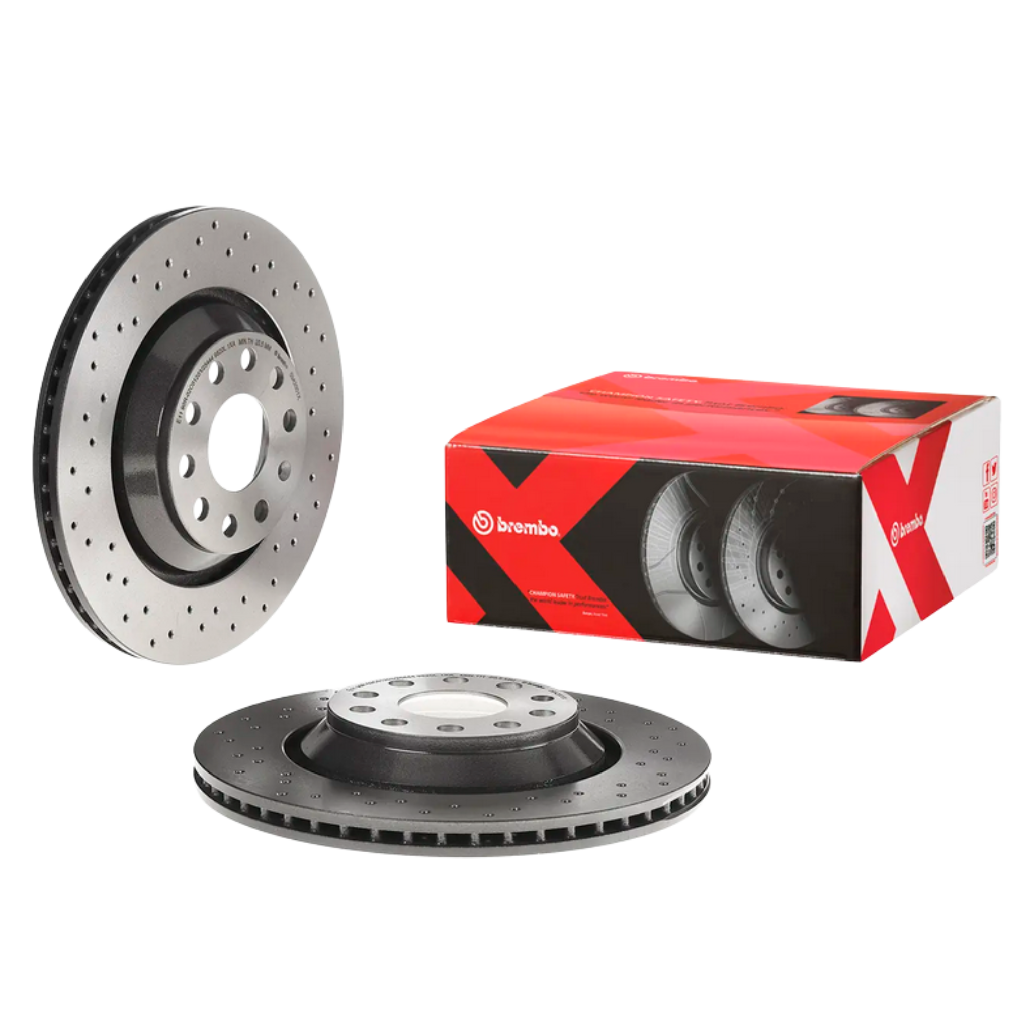 Drilled Rear Disc Rotors Brembo 310mm Volkswagen Golf R MK7 13-21 Audi Skoda