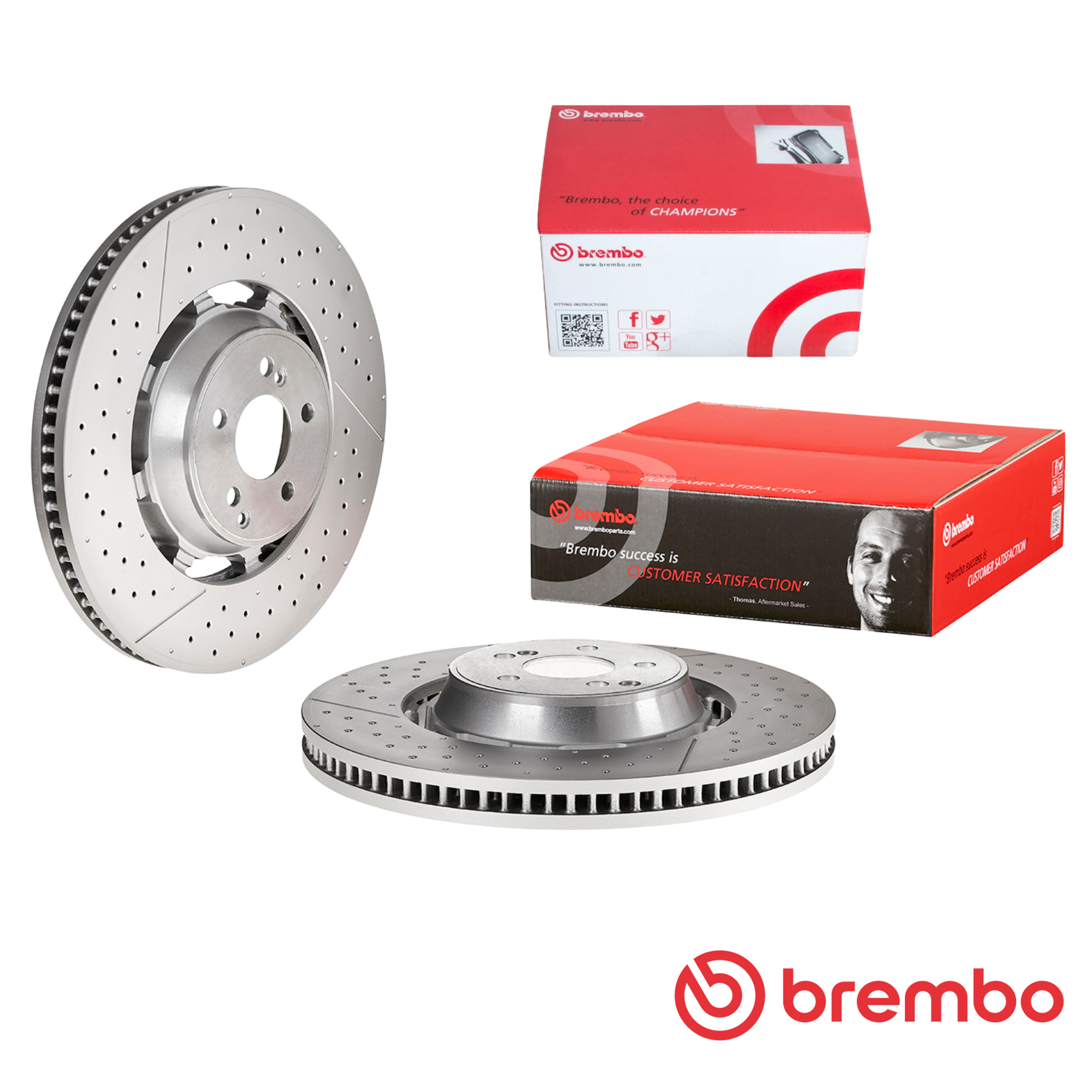 Mercedes-AMG C63s W205 Brembo front brake kit - 09.B848.33 rotors and P50127N ceramic pads
