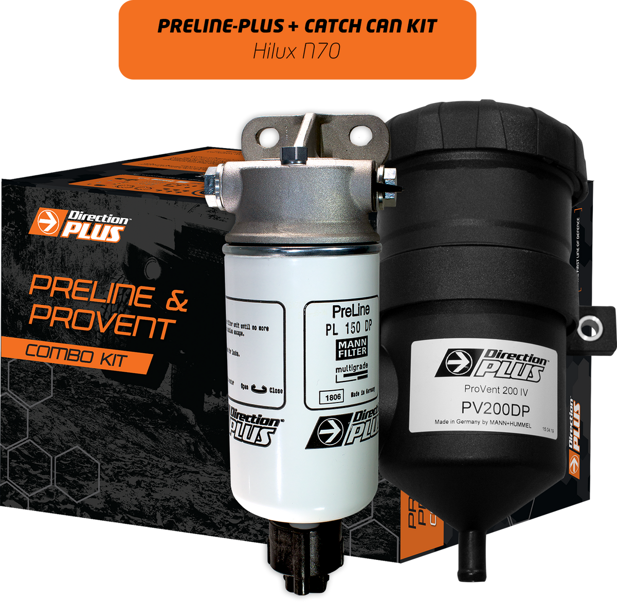 Direction-Plus PreLine-Plus Pre-Filter + ProVent Ultimate Catch Can Kit Hilux N70 PLPV613DPC