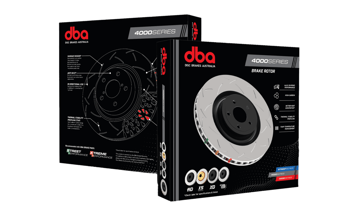 DBA 4000 Series T3 slotted rotor front and back view