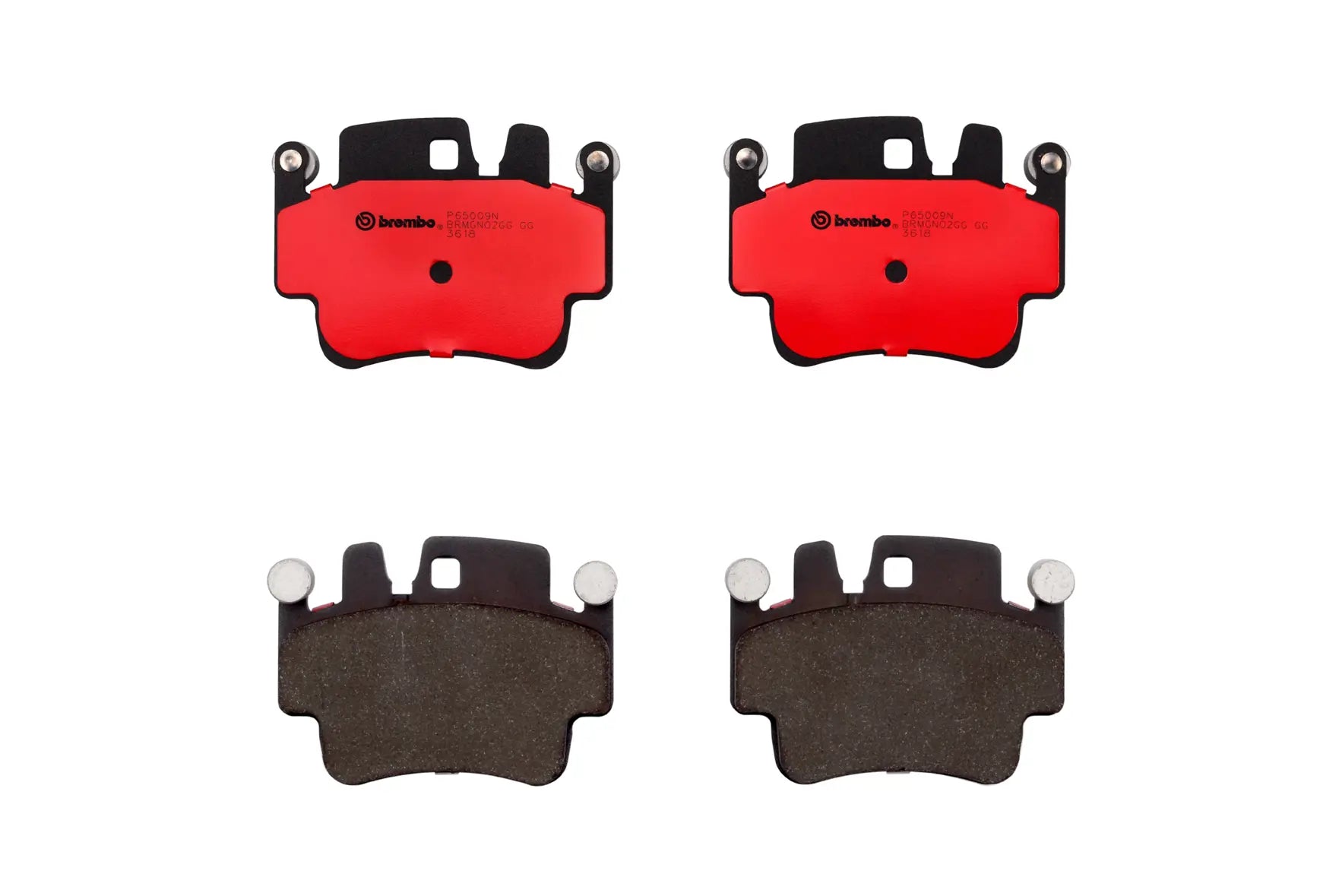 Brembo P65009N ceramic front pads with counterweights included in Porsche 996 Boxster 986 brake kit