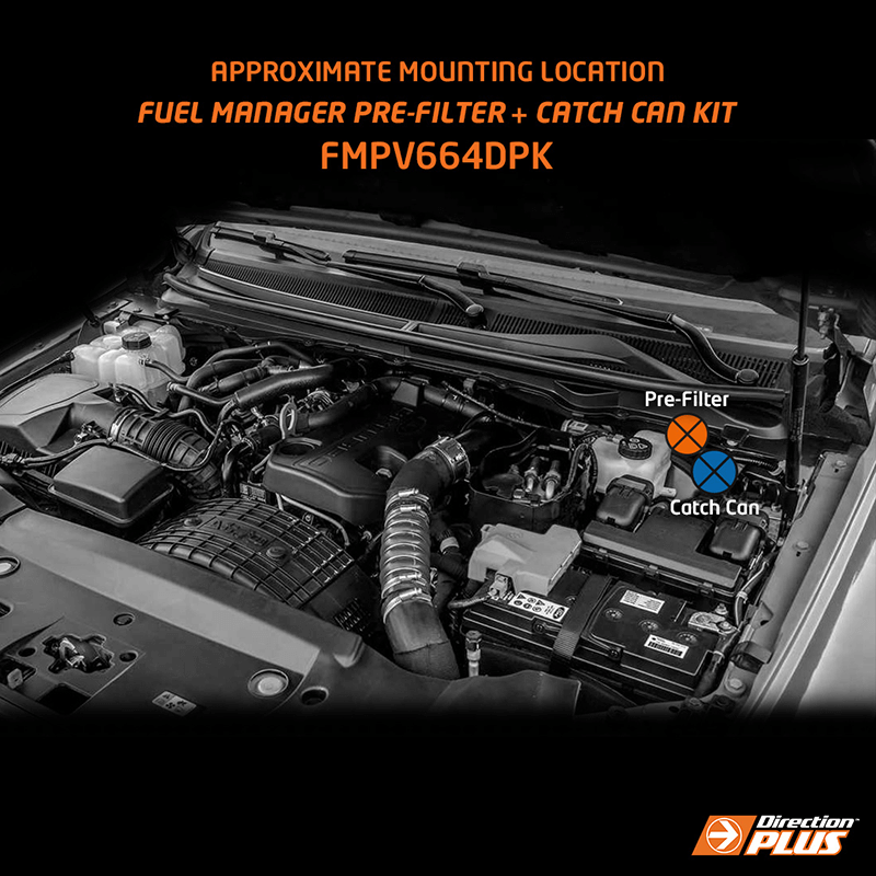 Direction-Plus Fuel Manager Pre-Filter + Catch Can Kit Everest, Ranger Bi-Turbo FMPV664DPK