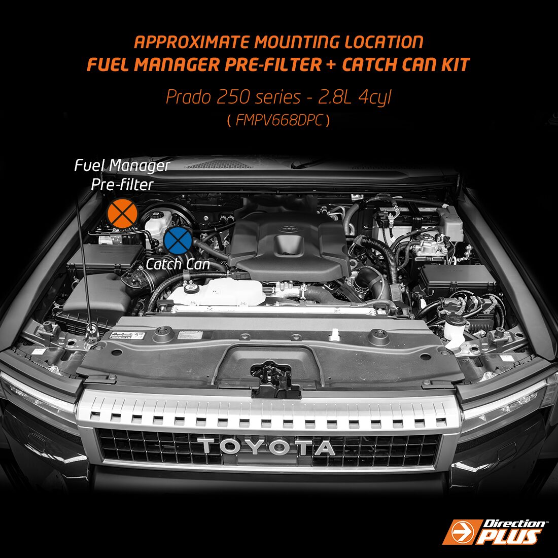 Direction-Plus Fuel Manager Pre-Filter + Catch Can Kit Toyota Prado 250 Series FMPV668DPC