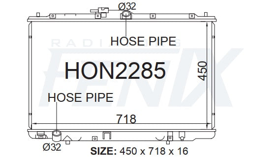 Honda RA8 Odyssey 6cyl Radiator (MAR/2000 - MAY/2004)
