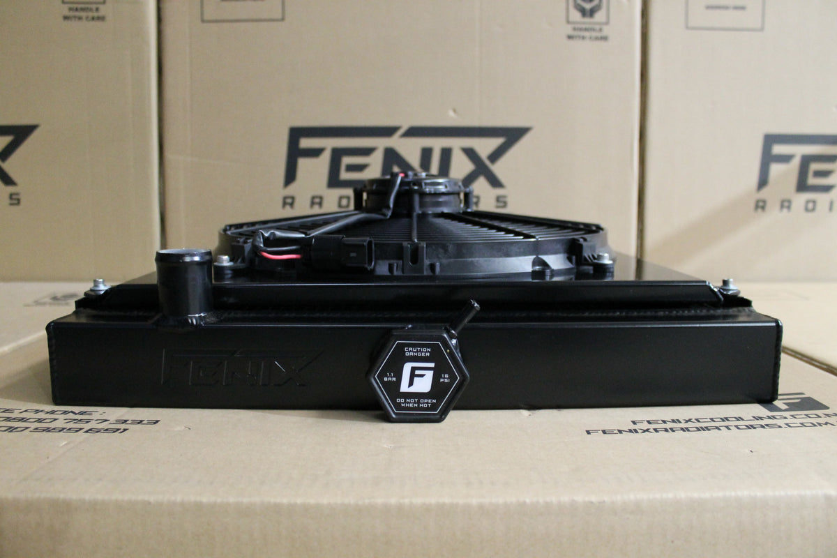 Ford XR-XY Falcon Cleveland V8 Full Alloy Radiator, Custom Shroud & 16" Spal 3000CFM Fan