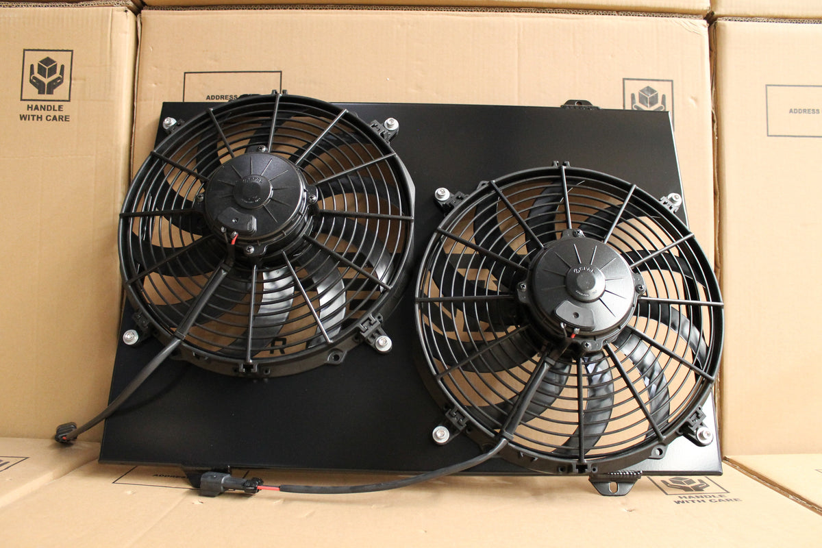Holden WB Statesman V8 Full Aluminium Radiator, Custom Shroud & Twin 12" Spal Fans