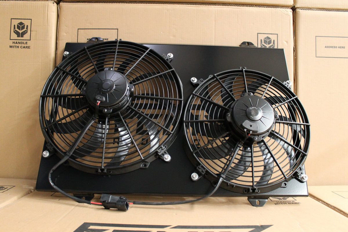 Ford XC-XD-XE Falcon Full Alloy Performance Radiator, Custom Shroud & Spal Fans