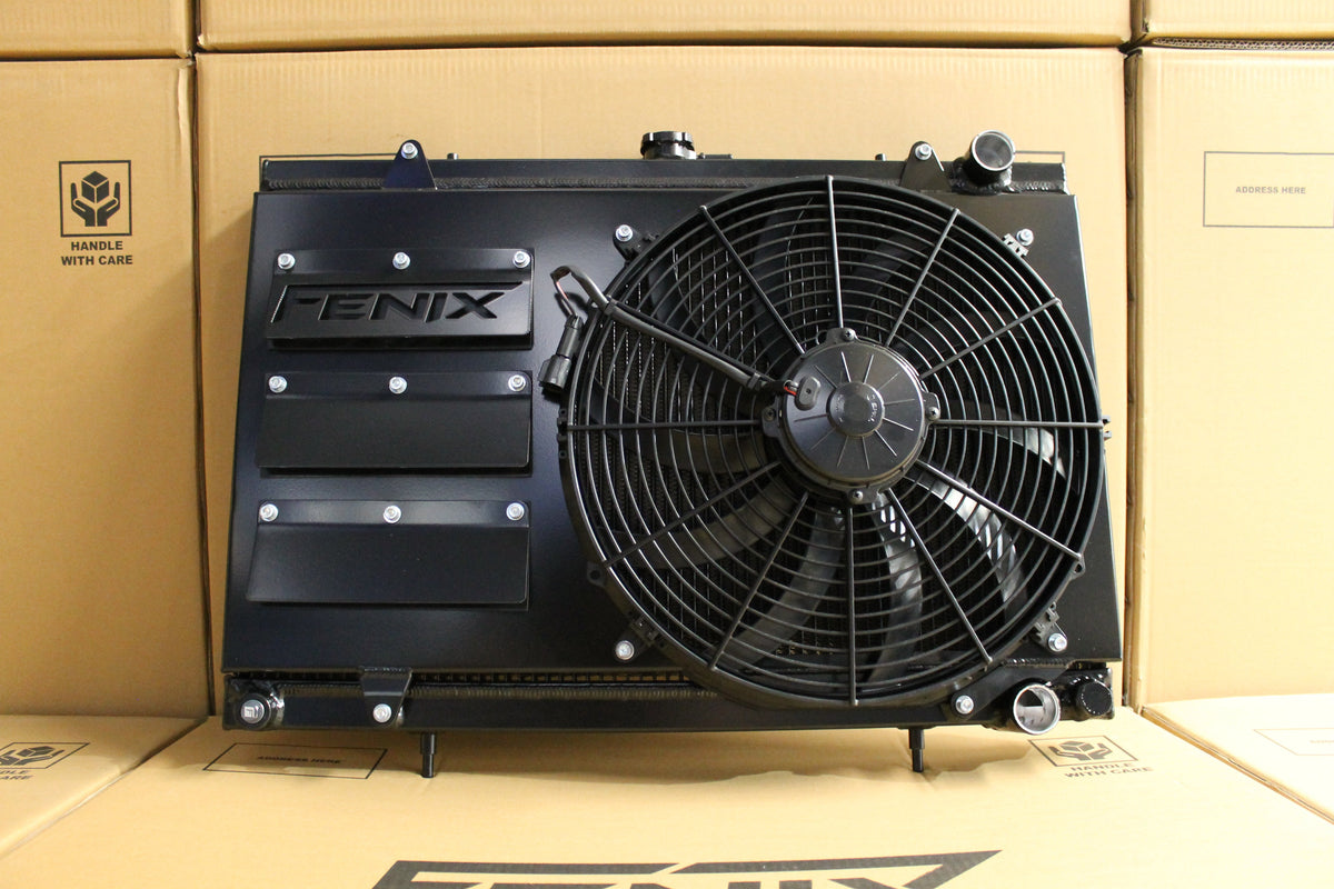 Nissan R32 Skyline Full Aluminium Performance Radiator, Custom Built Shroud & 16" 3000CFM Spal Fan