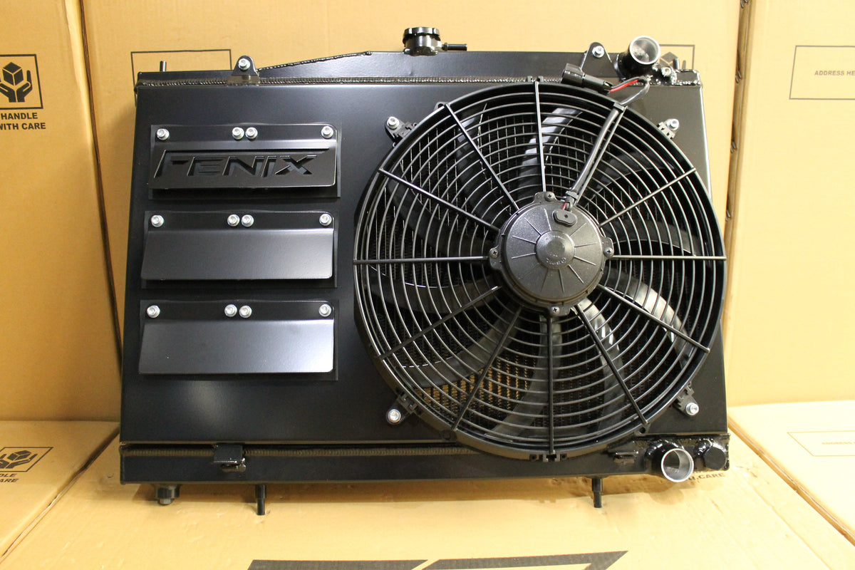 Nissan Skyline R33-R34 Full Alloy Performance Radiator, Custom Built Shroud & 16" 3000cfm Spal Fan