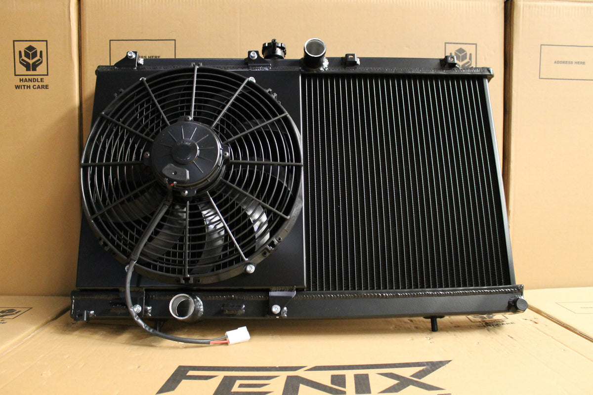 Mitsubishi Evolution 7-8-9 Full Alloy Performance Radiator, Custom Fan Shroud & 13" Spal Fan