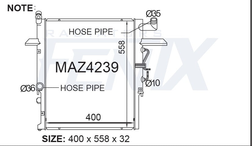 Mazda E2500 Diesel Radiator (AUG/1997 - MAY/2003)