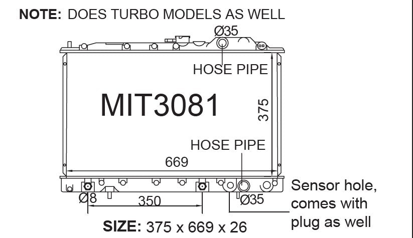 Mitsubishi HG-HH Galant Radiator (MAY/1989 - MAR/1993)