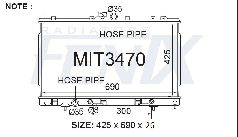 Mitsubishi Outlander ZE-ZF Radiator (FEB/2003 - OCT/2006)
