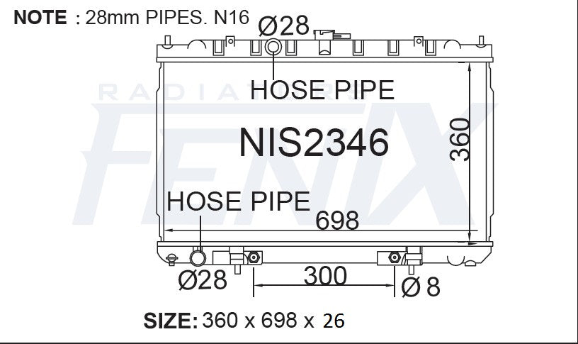 Nissan N16 Pulsar Radiator (JUL/1999 - JAN/2006 - Sedan)