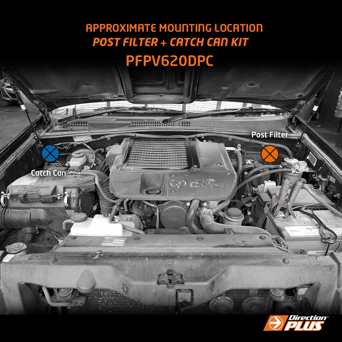 Direction-Plus Fuel Manager Post-Filter + Catch Can Kit Prado 150 / 155 Series PFPV620DPC