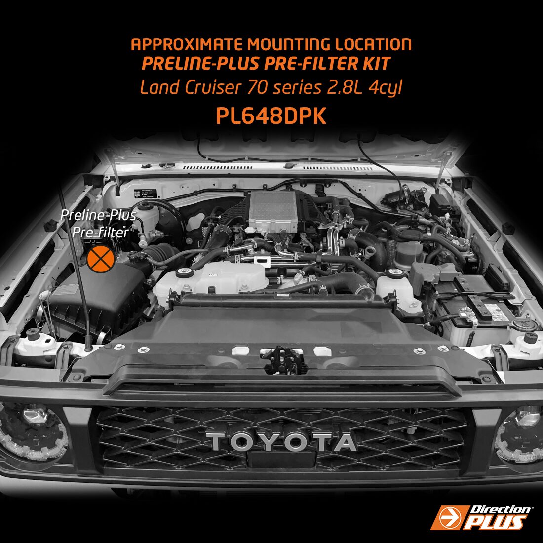 Direction-Plus PreLine-Plus Pre-Filter Kit LandCruiser 70 Series PL648DPK