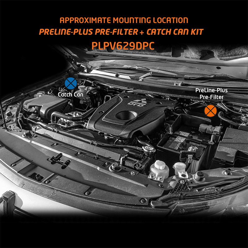 Direction-Plus PreLine-Plus Pre-Filter + ProVent Catch Can Kit Triton / Pajero Sport PLPV629DPC