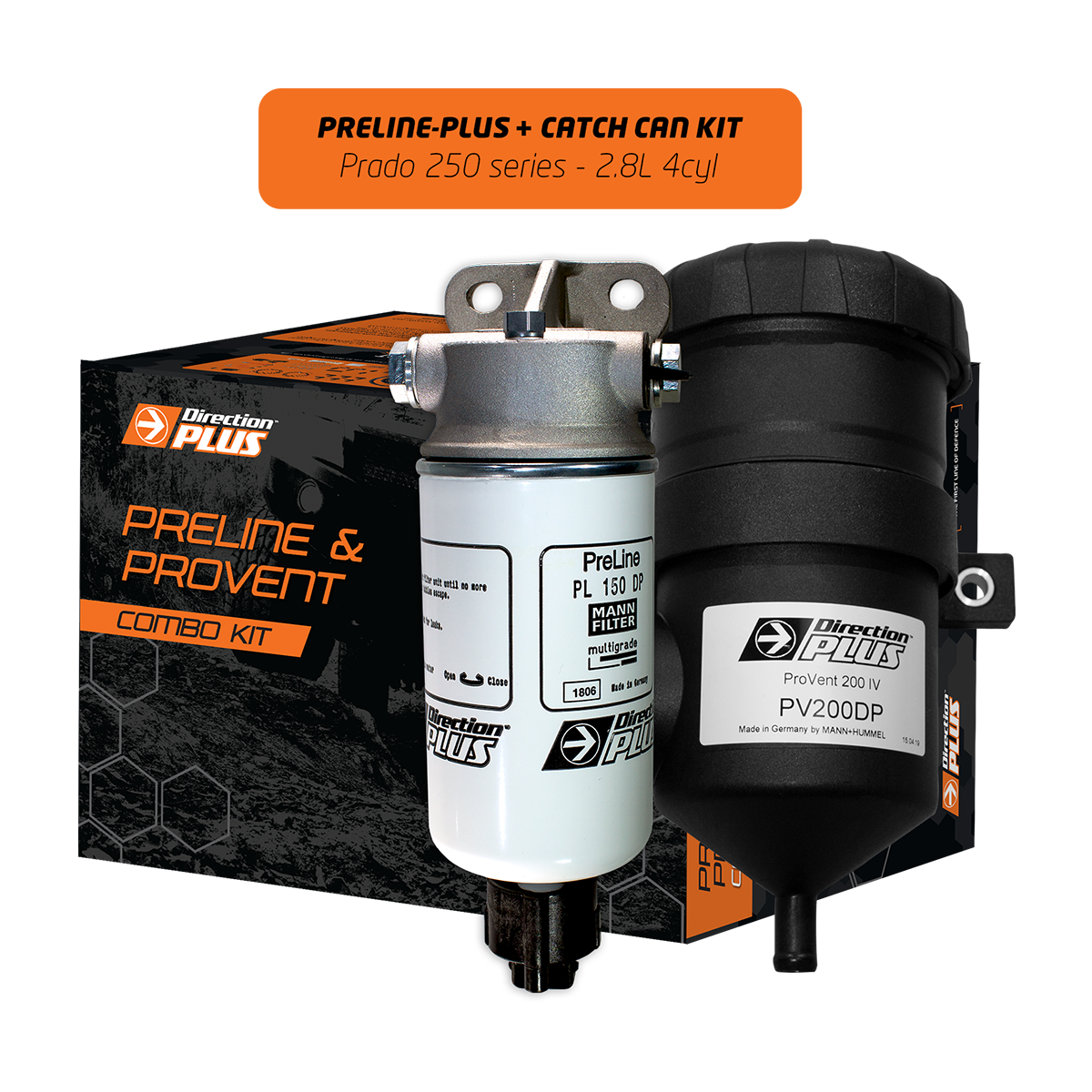 Direction-Plus PreLine-Plus Pre-Filter + ProVent Catch Can Kit Toyota Prado 250 Series PLPV668DPC