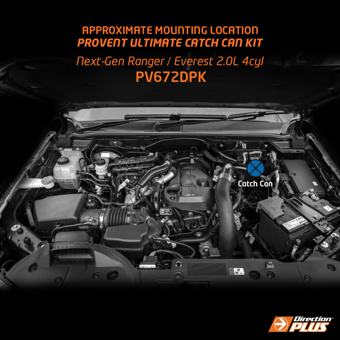 Direction-Plus ProVent Ultimate Catch Can Kit Next Gen Ranger / Everest / Amarok 2L 4cyl PV672DPK