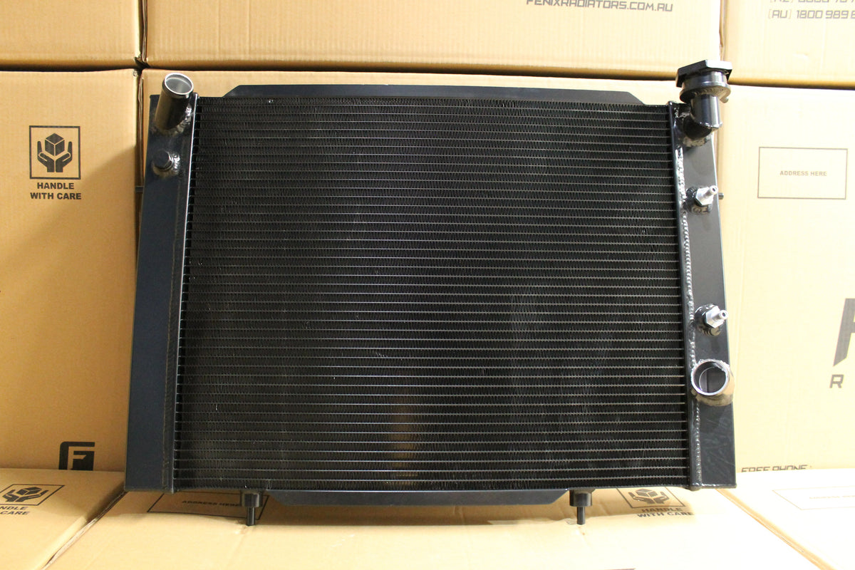 Holden VB-VC-VH-VK 6 Cylinder Full Alloy Performance Radiator, Custom Built Shroud & 16" 3000CFM Spal Fan